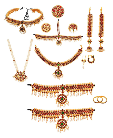 Copper Multicolour Complete Set Bharatanatyam Jewellery