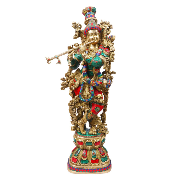 Lord Murli Manohar Krishna Brass Statue